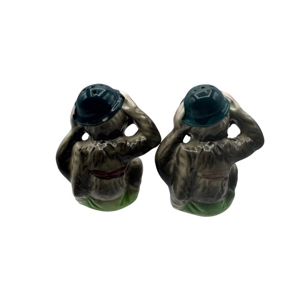Vintage Hand-Painted Monkey Salt & Pepper Shakers Made In Japan Ceramic Collecti - Picture 4 of 6